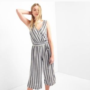Gap Cropped Wide Leg Striped Sleevless Jumpsuit